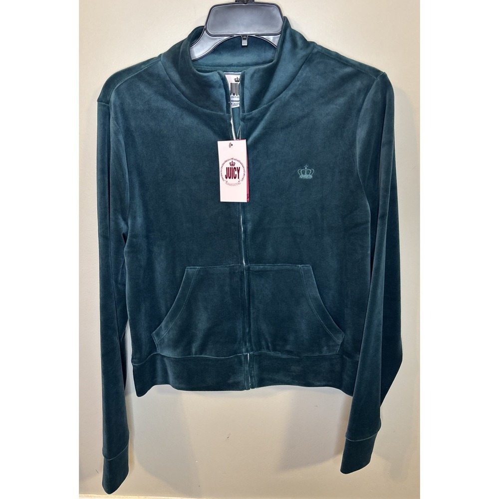Juicy Couture Velour Jacket NEW Zip Up Hoodie Sweatshirt Size M Mob Wife Y2K